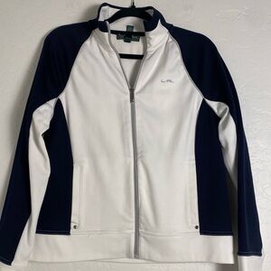 (25)Lauren Ralph Lauren Active Track Women Jacket Sz L White/Black Sporty Luxury
